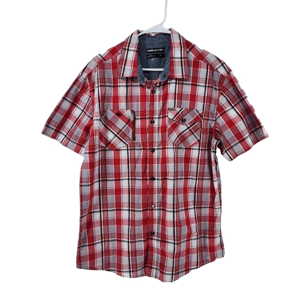 Ecko Unlimited Men's Plaid Short Sleeve Button Up Shirt - XL